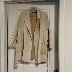 Zara Light Beige Suede Coat